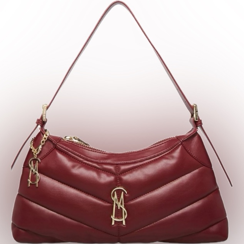 STEVE MADDEN Women's Shoulder Handbag Quilted Burgundy